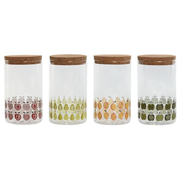Blik Home ESPRIT Gul Grøn Natur Kork Silikone Borosilikatglas Shabby Chic 1 L (4 enheder)