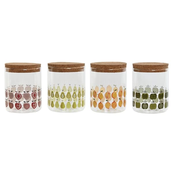 Blik Home ESPRIT Gul Grøn Natur Kork Silikone Borosilikatglas Shabby Chic 700 ml (4 enheder)