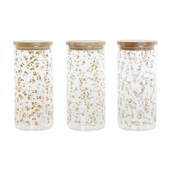 Blik DKD Home Decor Grøn Pink Sennep Natur Silikone Bambus Borosilikatglas Shabby Chic 1,4 L (4 enheder)