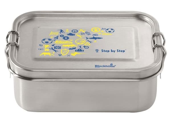 Lunchbox - Steg för Steg - Silver och Blå - Rostfritt stål - Diskmaskinssäker - Barn