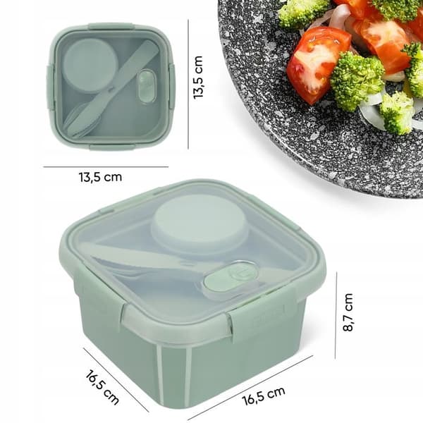 Curver 249947 Förvaring, Lunchbox Fyrkantig 1,1L med Återvunna Bestick (Smart ECO Line)