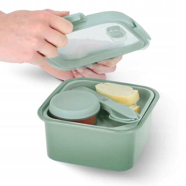 Curver 249947 Förvaring, Lunchbox Fyrkantig 1,1L med Återvunna Bestick (Smart ECO Line)