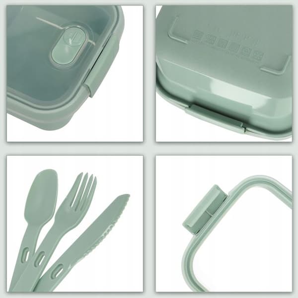 Curver 249947 Förvaring, Lunchbox Fyrkantig 1,1L med Återvunna Bestick (Smart ECO Line)