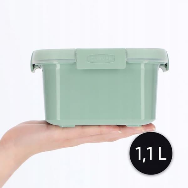 Curver 249947 Förvaring, Lunchbox Fyrkantig 1,1L med Återvunna Bestick (Smart ECO Line)