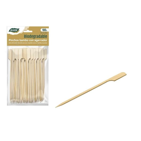 Set med grillspett för barbecue Algon Bambu 100 Delar 13,5 cm (18 antal)