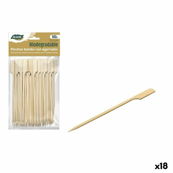 Set med grillspett för barbecue Algon Bambu 100 Delar 13,5 cm (18 antal)