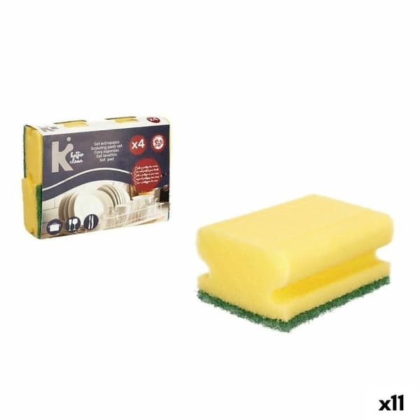 Uppsättning av skurmaskiner Gul Grön Polyuretan Slipande fiber 4 Delar (11 Antal)
