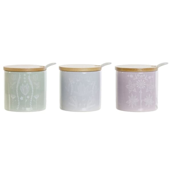Sockerströare DKD Home Decor Blå Grön Lila Bambu Dolomite 7,5 x 7,5 x 7,5 cm (3 antal)