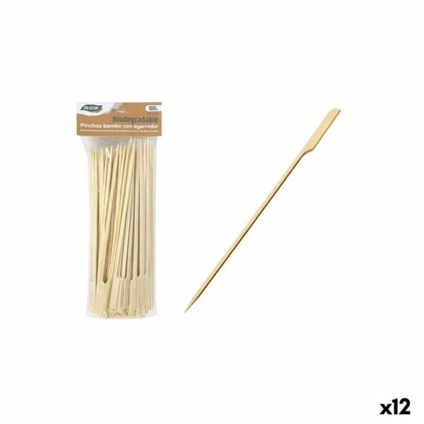 Set med grillspett för barbecue Algon Bambu 100 Delar 24 cm (12 antal)