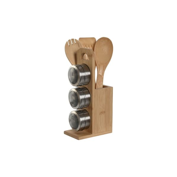 Köksredskapshållare Home ESPRIT Bambu Rostfritt stål 8 x 13 x 27 cm 6 Delar