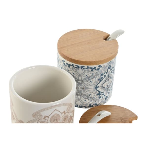 Sockerströare Home ESPRIT Blå Beige Rosa Lila Bambu Dolomite 7,5 x 7,5 x 7,5 cm (2 antal)