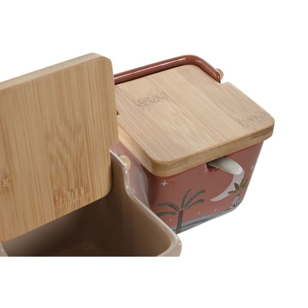 Sockerströare Home ESPRIT Beige Rosa Terrakota n Lila Bambu Dolomite 7,5 x 7,5 x 7,5 cm (2 antal)
