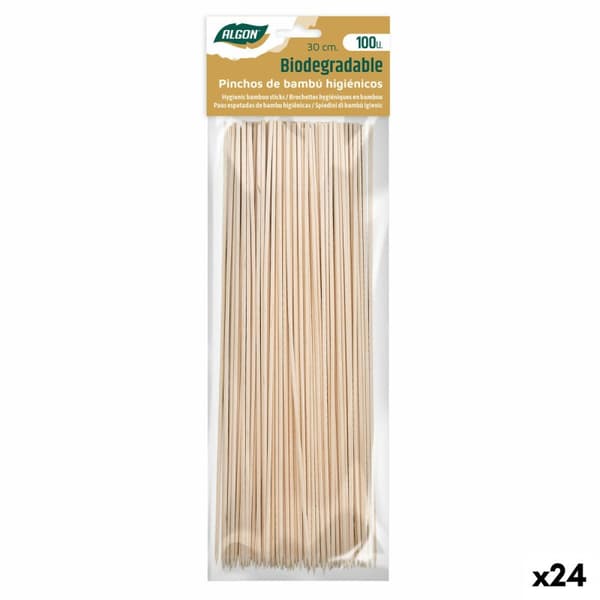 Set med grillspett för barbecue Algon Bambu 300 x 2,5 x 30 mm (100 Delar) (24 antal)