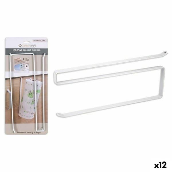 Hushållspappershållare Confortime Vit Metall 26 x 10 x 1,3 cm (12 antal)