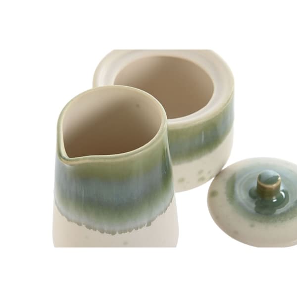 Mjölkkanna och sockerskål Home ESPRIT Vit Grön Porslin 250 ml 9 X 9 X 8,4 cm 2 Delar