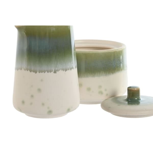 Mjölkkanna och sockerskål Home ESPRIT Vit Grön Porslin 250 ml 9 X 9 X 8,4 cm 2 Delar