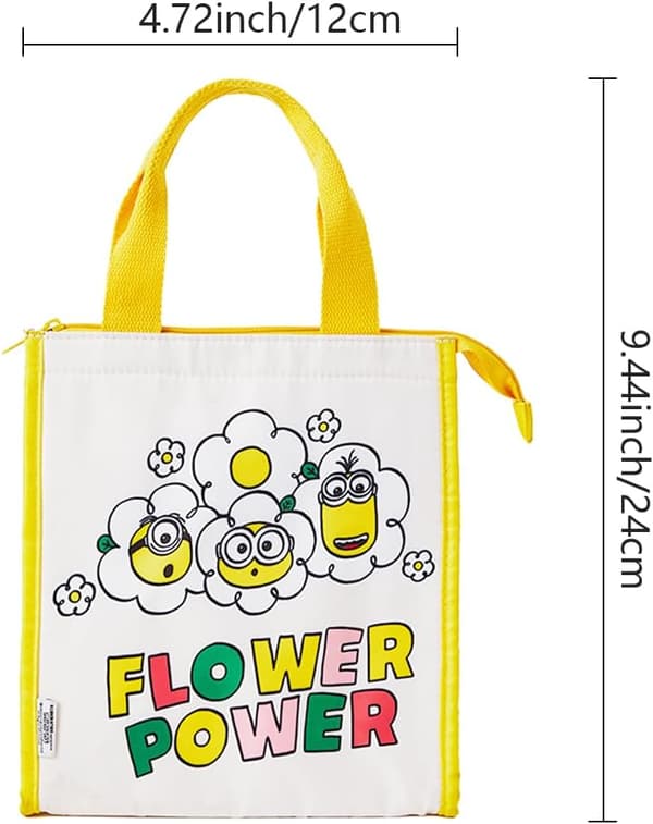 MINISO Minions madpose til piger og drenge, isoleret madpose til børn, madpose med køletaske i blomsterserie