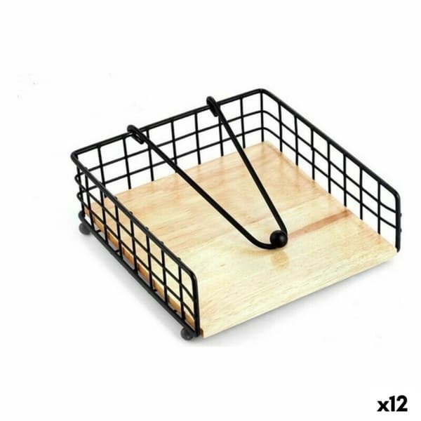 Servetthållare Confortime 158733 Svart Metall 19 x 19 x 7 cm (12 antal)