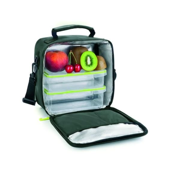 Lunchbox - IBILI - 753450 - Svart - 22 x 22 x 12 cm - 2 gröna burkar
