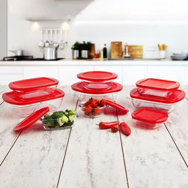 Rund lunchkorg med lock Ô Cuisine Cook&store Ocu Red 2,3 L 27 x 24 x 8 cm Silikonglas (6 enheter)
