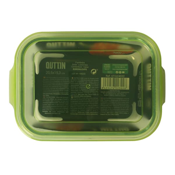 Madkasse Quttin Rektangulær 1L 22 x 15,5 x 6,5 cm (6 enheder)