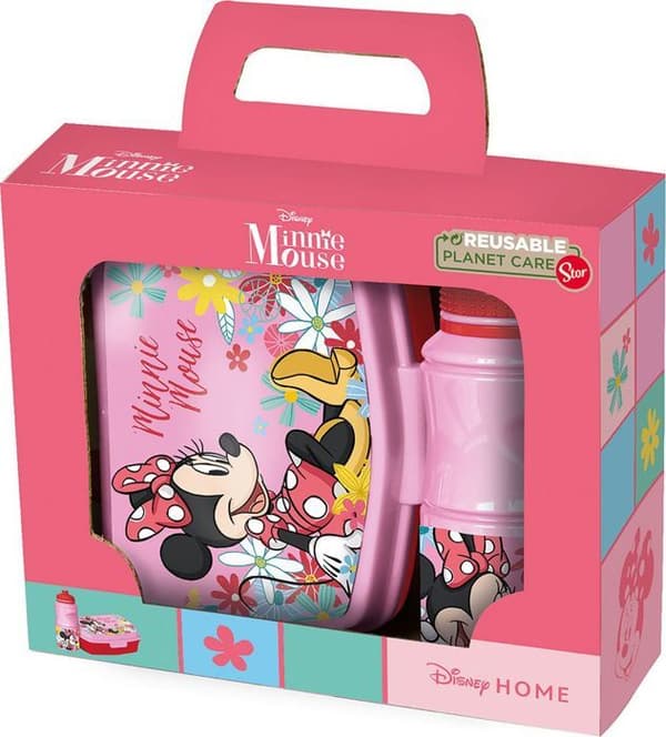 Flask- och smörgåslåda - Disney - Minnie - 380 ml - Livsmedelsgodkänd plast - Halkfri