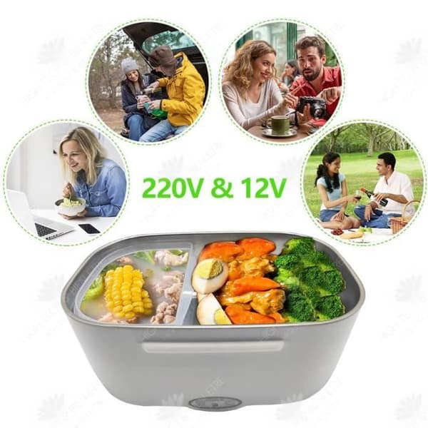 HTBE® 12V elektrisk matlåda bil rostfritt stål liner plug-in värmekonservering utan vattenuppvärmning