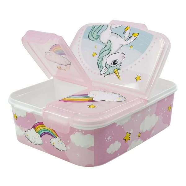 Matlåda med bestickfack Stor Unicorn Rainbow (6,7 x 16,5 x 19,5 cm)