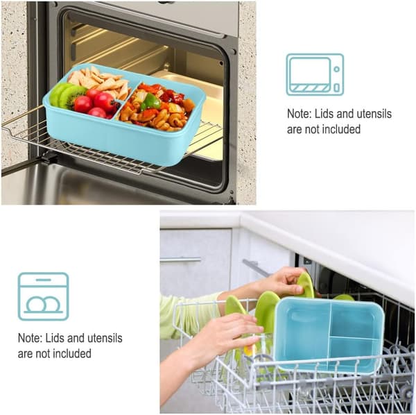 Lunchlåda för vuxna 1000 ml – 3-facks matlåda med bestick, mikrovågssäker och läckagesäker, BPA-fri