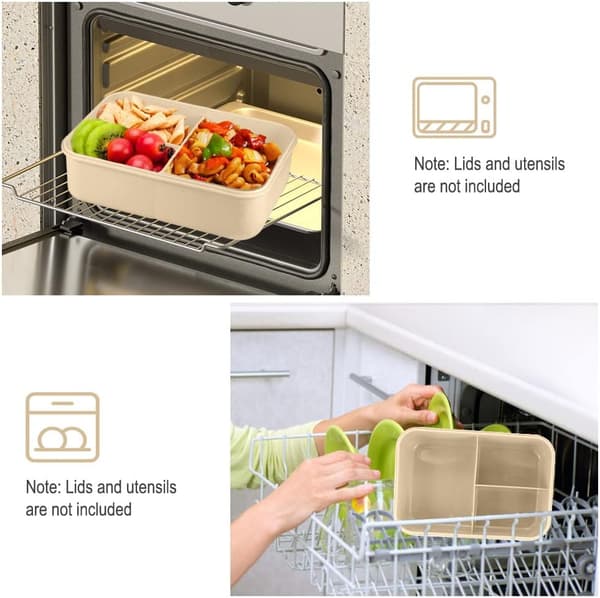 Lunchlåda för vuxna 1000 ml – 3-facks matlåda med bestick, mikrovågssäker och läckagesäker, BPA-fri