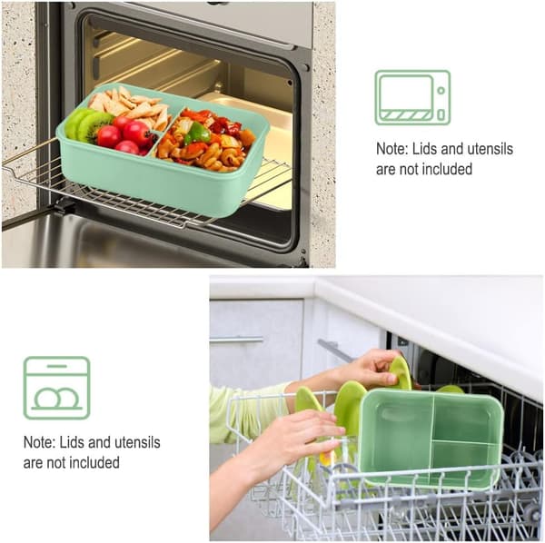 Lunchlåda för vuxna 1000 ml – 3-facks matlåda med bestick, mikrovågssäker och läckagesäker, BPA-fri