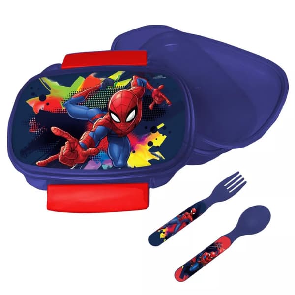 Spindelmannen Matlåda Lunchbox med Bestick