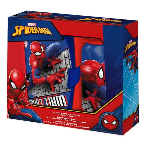 Set Lunchbox + Isolerad aluminiumflaska 500ml SPIDERMAN