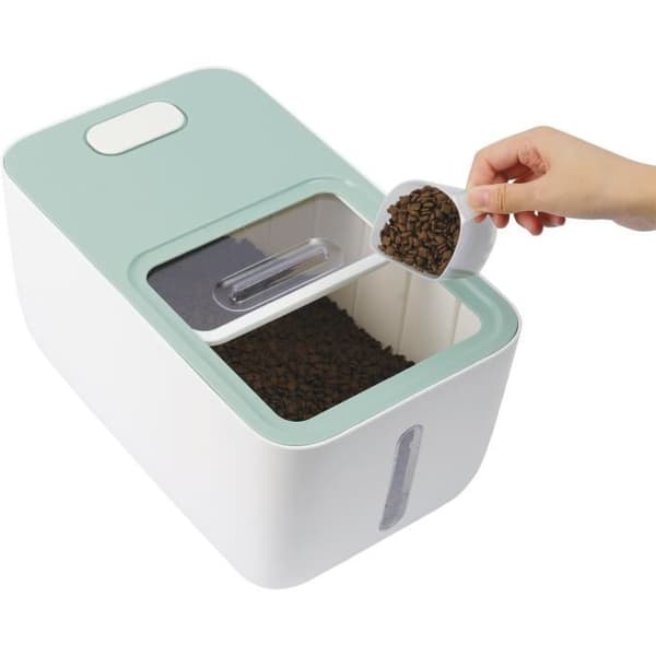 Behållare kroketter - M DJUR - BOXI - 10 L - Glidskydd - Transparent fönster - Hjul