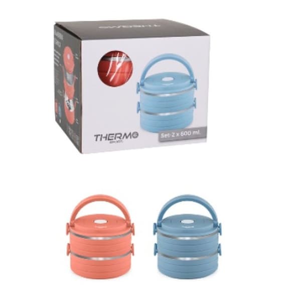 Lunchlådor, set ThermoSport Blå Röd Stål Plast 600 ml 2 Delar (6 antal)