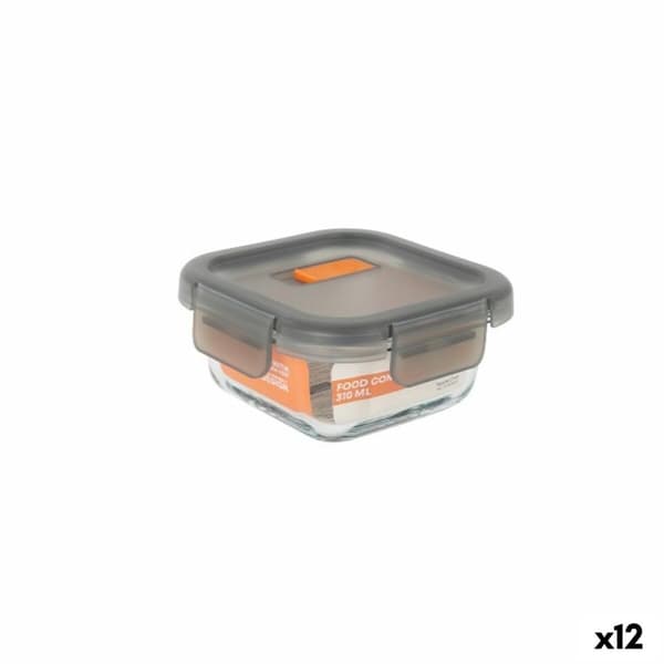 Hermetisk matlåda MasterChef Grå Transparent Fyrkantig 310 ml (12 antal)
