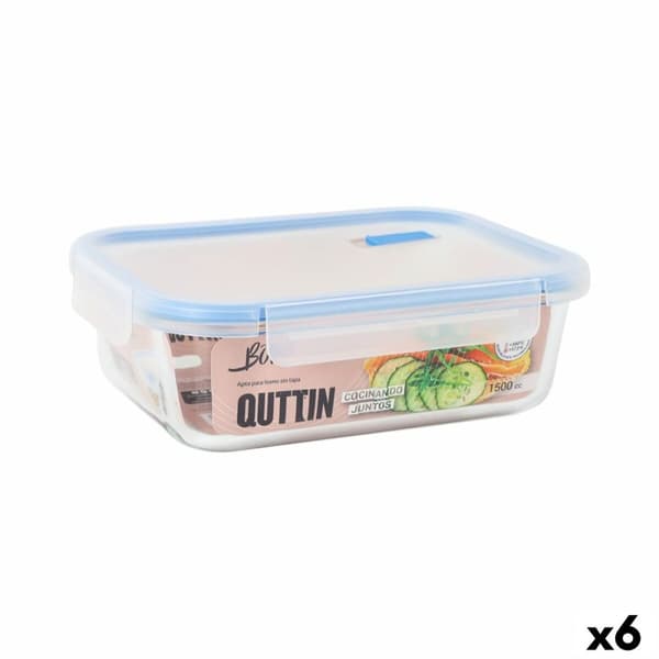 Hermetisk matlåda Quttin Boho Transparent Rektangulär 1,5 L (6 antal)