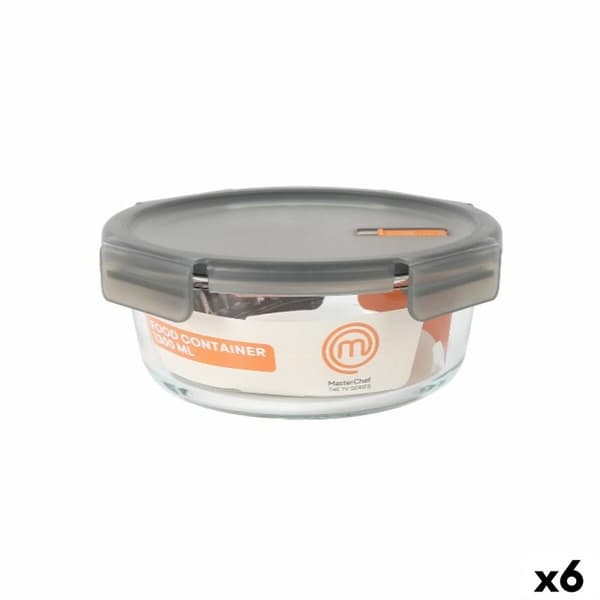 Hermetisk madkasse MasterChef Grå Gennemsigtig Cirkulær 1,3 L (6 enheder)