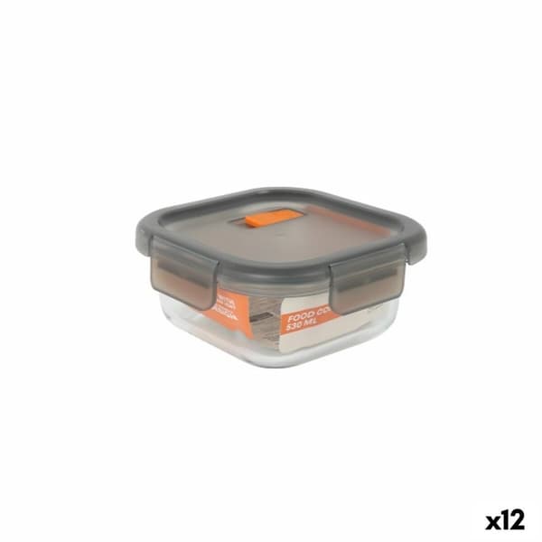 Hermetisk matlåda MasterChef Grå Transparent Fyrkantig 530 ml (12 antal)