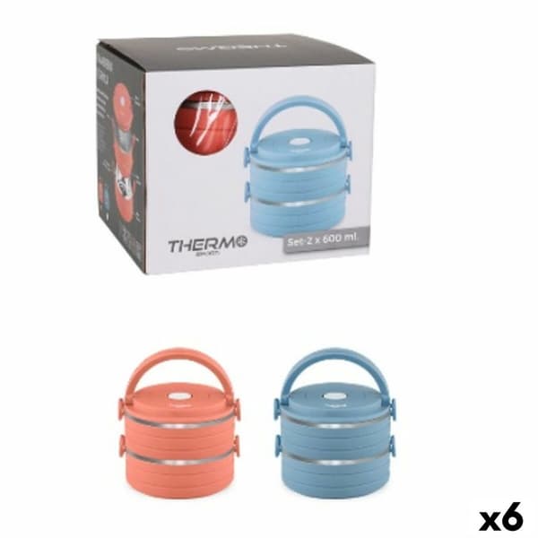 Eväsrasiasetti ThermoSport Sininen Punainen Teräs Muovinen 600 ml 2 Kappaletta (6 osaa)