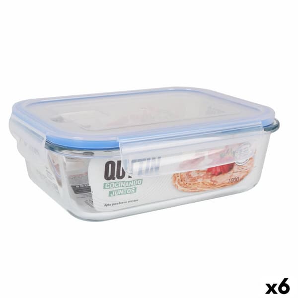 Hermetisk matlåda Quttin Transparent Rektangulär 1L (6 antal)