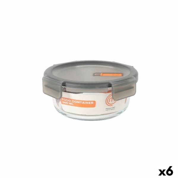 Hermetisk madkasse MasterChef Grå Gennemsigtig Cirkulær 640 ml (6 enheder)