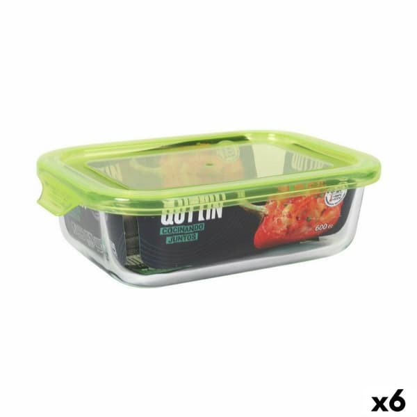 Hermetisk matlåda Quttin Grön Transparent Rektangulär 0,6 L (6 antal)