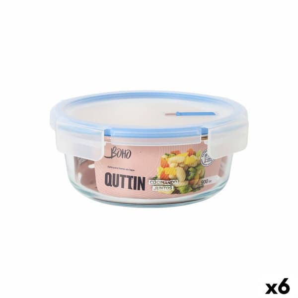 Hermetisk matlåda Quttin Boho Transparent 0,9 l (6 antal)
