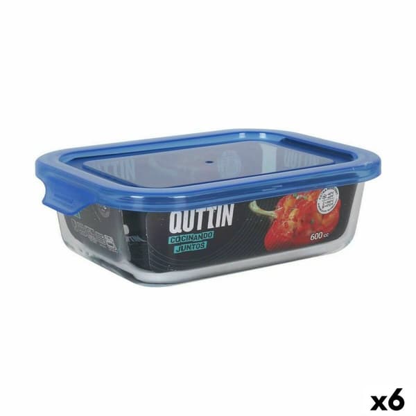Hermetisk matlåda Quttin Blå Transparent Rektangulär 600 ml (6 antal)