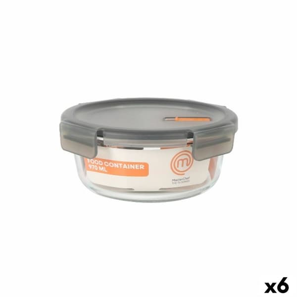 Hermetisk Lunsjboks MasterChef Grå Gjennomsiktig Sirkulær 970 ml (6 enheter)