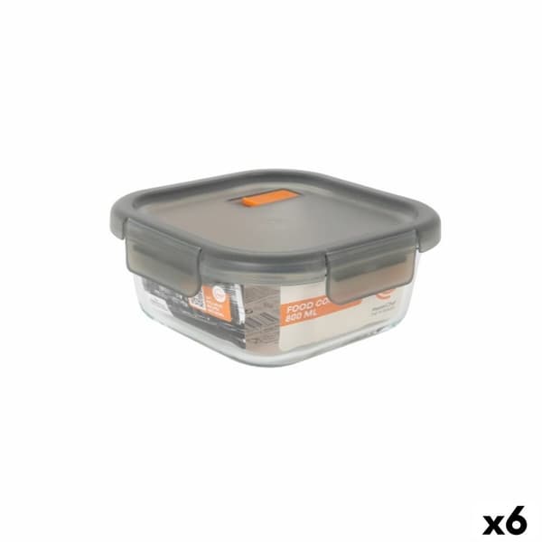 Hermetisk Lunsjboks MasterChef Grå Gjennomsiktig Kvadrat 800 ml (6 enheter)