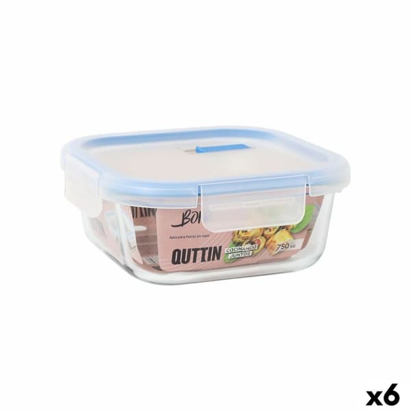 Hermetisk Lunsjboks Quttin Boho Gjennomsiktig 750 ml (6 enheter)