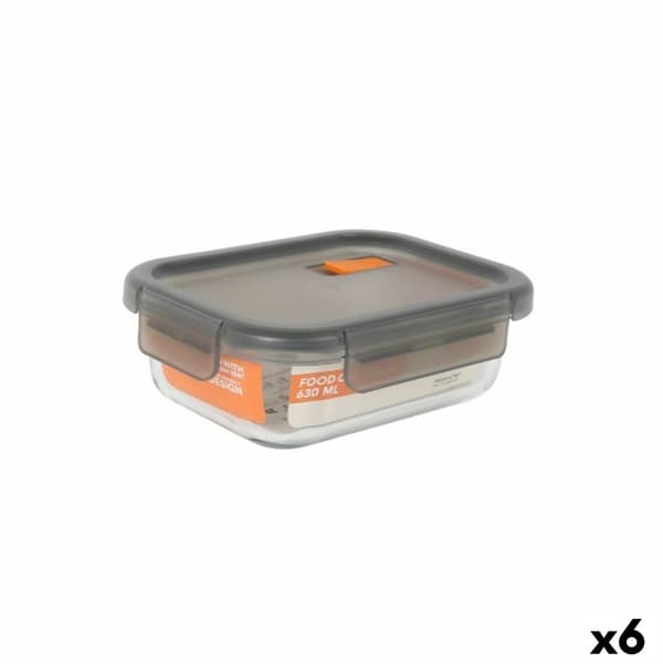 Ilmatiivis eväsrasia MasterChef Harmaa Läpinäkyvä Suorakulmainen 630 ml (6 osaa)