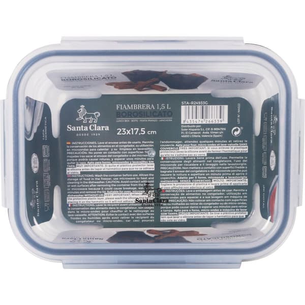 Hermetisk matlåda Santa Clara Transparent Rektangulär 1,5 L (6 antal)
